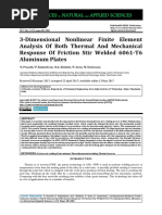 3-Dimensional Nonlinear Finite Element Analysis of Both Thermal and Mechanical Response of Friction Stir Welded 6061-T6 Aluminum Plates