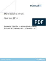 Mark Scheme (Final) Summer 2015: Pearson Edexcel International A Level in Core Mathematics C12 (WMA01/01)