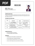 Resume: Ankit Rao Mobile: +91-8874198921