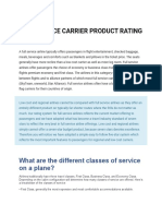 Full Service Carrier Product Rating Criteria: What Are The Different Classes of Service On A Plane?