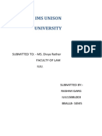 Ims Unison University: SUBMITTED TO: - MS. Divya Rathor Faculty of Law Iuu