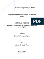 ACTIVIDAD UNIDAD 3 Ventajas y Desventajas de La Oferta Turística Rural en Su Región