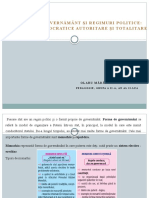 Forme de Guvernământ Și Regimuri Politice: Regimuri Democratice Autoritare Și Totalitare