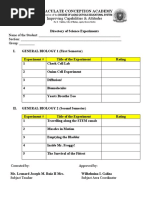 Experiment Directory of Contents