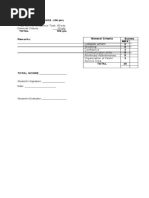 Rubric For Restaurant Service Sequence