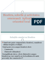 Biosfera, Solurile Si Activitatea Omeneasca. Activitati Practice in Orizontul Local