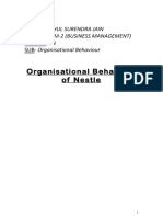 Organisational Behaviour of Nestle: Name - Rahul Surendra Jain Roll No-38 SUB - Organisational Behaviour