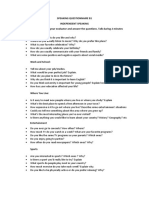 Speaking Questionnaire B1 Independent Speaking Instruction: Listen To Your Evaluator and Answer The Questions. Talk During 2 Minutes Each Question