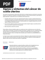 Signos y Síntomas Del Cáncer de Cuello Uterino