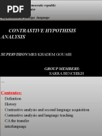 Contrastive Hypothisis Analysis: Supervision:Mrs Khadem Gouabi