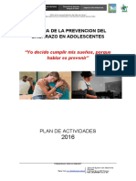 Plan de Actividades Semana de La Prevencion Del Embarazo en Adolescentes 2016