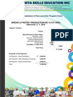 Bread & Pastry Production NC Ii (141 HRS) : Schedule and Breakdown of Fees and Other Program Costs