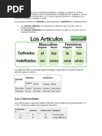 El Artículo Es La Palabra Que Acompaña Al Sustantivo y Siempre Va Delante de Él