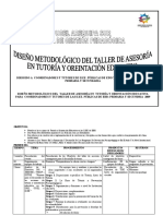 Diseño Metodológico Del Taller de Asesoría en Tutoría y Orientación Educativa para Directores, Coordinadores y Tutores de Las Ii