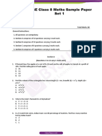 CBSE Class 8 Maths Sample Paper Set 1