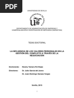 Tesis Doctoral La Influencia de Los Valores Personales en La Gestión Del Conflicto A Través de La Negociación PDF