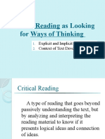 05 Critical Reading As Looking For Ways of Thinking