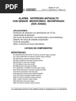 Alarma Antirrobo-Antiasalto Con Sensor Microfonico Incorporado (Dos Zonas) N 291