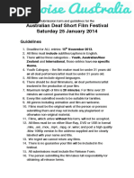 Australian Deaf Short Film Festival Saturday 25 January 2014