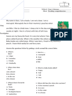 Name: Subject: Year 1 Literacy Date: Sheet: Reading Comprehension