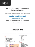 MA 511: Computer Programming: Partha Sarathi Mandal