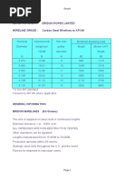 Manufacturer: Bridon Ropes Limited Wireline Grade: Carbon Steel Wirelines To API 9A