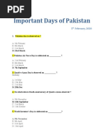 Important Days of Pakistan