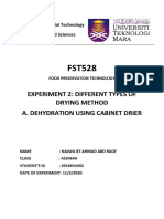 Experiment 2: Different Types of Drying Method A. Dehydration Using Cabinet Drier