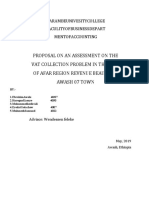 Proposal On An Assessment On The Vat Collection Problem in The Case of Afar Region Revenue Beauro of Awash 07 Town