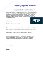 Acta de Cancelación de Filial o Sucursal Por Sociedad Comercial