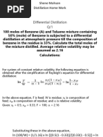 Heat Trqsfer Hsolved Problems: Differential Distillation Q/1