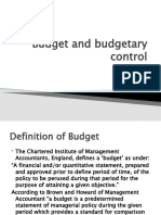 Budgets and Budgetary Control