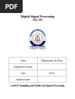 Digital Signal Processing: Name Registration Number Class Instructor Name