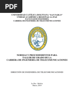 Normas y Procedimientos para Taller de Grado Telecomunicaciones I - 2019