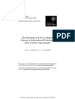 The Hardship and Force Majeure Clauses in International Petroleum Joint Venture Agreements