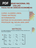 Matrices, Determinantes y Sistema de Ecuaciones Lineales