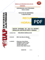 Gestion Sostenible Del Agua en Recursos Hidricos, Gestion de La Oferta y Demanda 13 Mayo