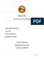 Reciprocal Leveling: Report Title