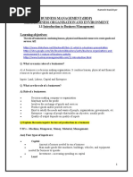 Chapter 1.1 Introduction To Business Management. (Notes)