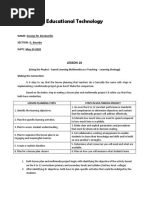 Educational Technology: NAME: George M. Bendanillo SECTION: G. Bocobo DATE: May 24 2020