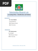 Internship Report On: Accounting Policy: Identification and Solution