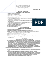 Model Examination - 2019-20 Risk Models (Th16I07) Time: 3 Hrs Max Marks: 100 SECTION - A (11 2 22) Answer All The Questions