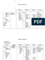 Nursing Care Plan: Assessment Nursing Diagnosis Planning Intervention Rationale Evaluation