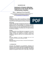 An Assessment of Factors Affecting Risk Management in The South African Construction Industry