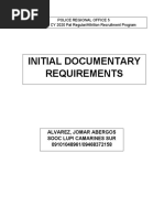 Initial Documentary Requirements: Alvarez, Jomar Abergos Sooc Lupi Camarines Sur 09101048961/09468372158