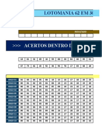 Lotomania 62 Dezenas 30 Jogos