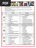 Prepositions of Time and Place in On at Grammar Guides - 53554