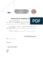 F-003 CS Form No. 4 Certification of Assumption To Duty