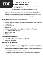 Curriculum Vitae: Udo-Umoren, Mbetobong Umoren Nace Certified Coating, Lining & Insulation Inspector. Career Objective