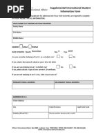 Supplemental International Student Information Form: Legal Name As It Appears On Your Passport